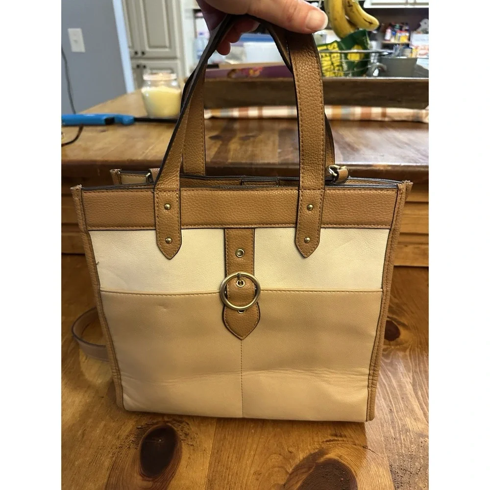 Time and Tru Satchel Bag Purse Brown Beige